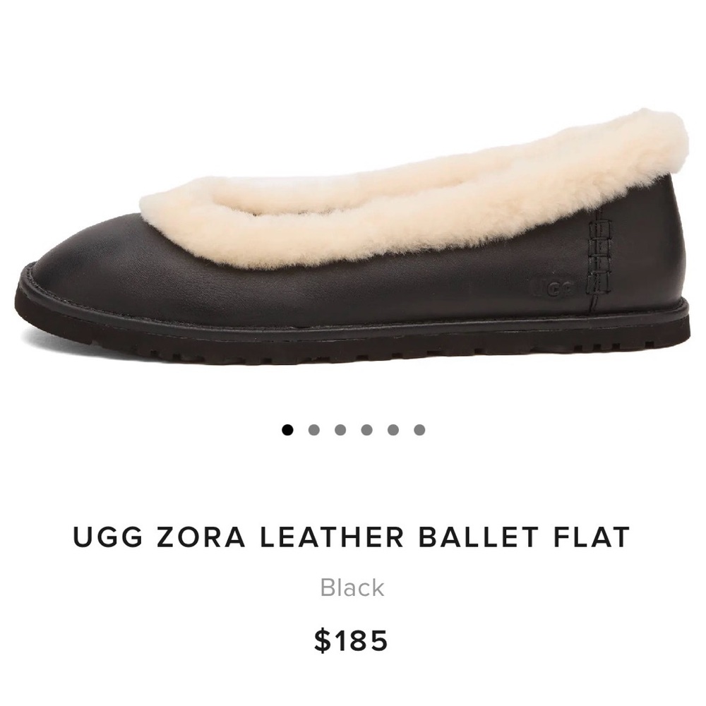 UGG Zora Leather Ballet Flat - Black and Cream